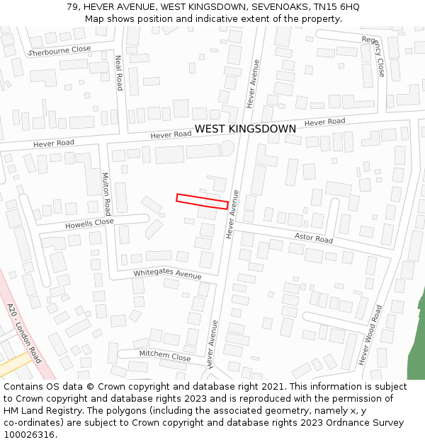 79, HEVER AVENUE, WEST KINGSDOWN, SEVENOAKS, TN15 6HQ: Location map and indicative extent of plot