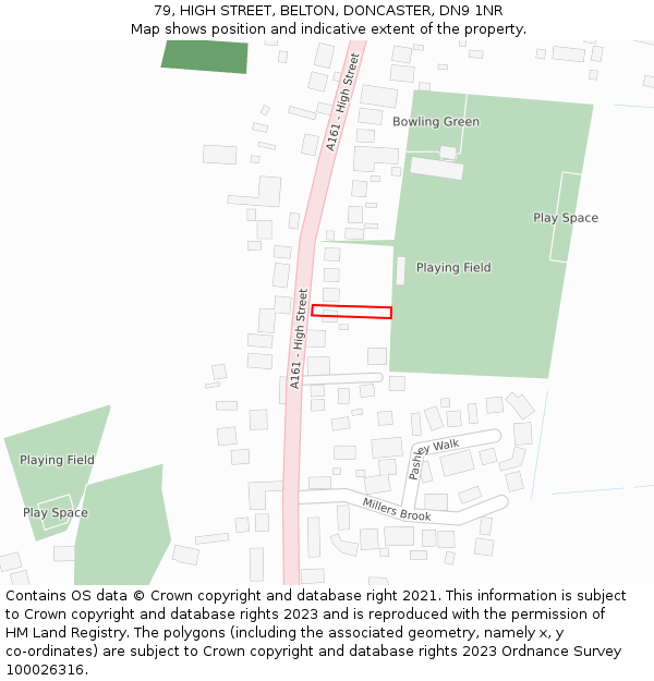 79, HIGH STREET, BELTON, DONCASTER, DN9 1NR: Location map and indicative extent of plot