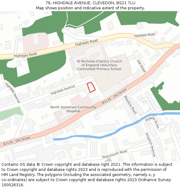 79, HIGHDALE AVENUE, CLEVEDON, BS21 7LU: Location map and indicative extent of plot