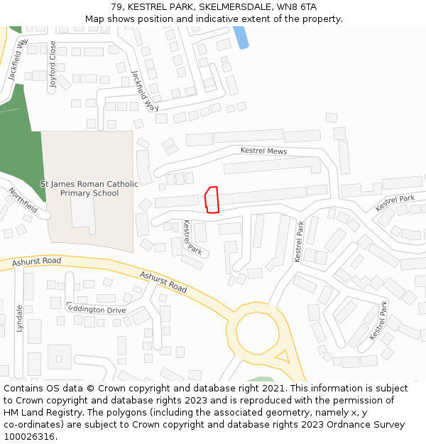 79, KESTREL PARK, SKELMERSDALE, WN8 6TA: Location map and indicative extent of plot
