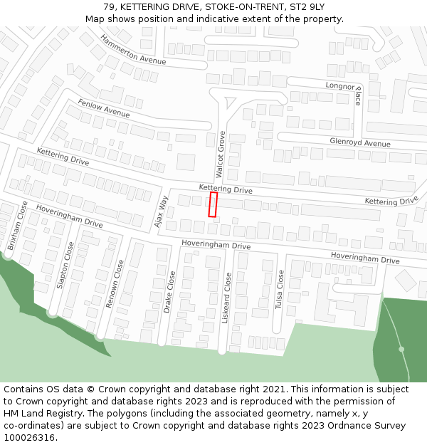 79, KETTERING DRIVE, STOKE-ON-TRENT, ST2 9LY: Location map and indicative extent of plot