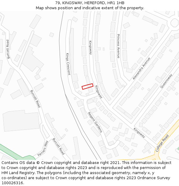 79, KINGSWAY, HEREFORD, HR1 1HB: Location map and indicative extent of plot