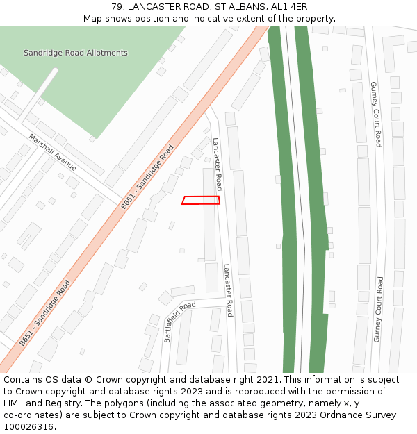 79, LANCASTER ROAD, ST ALBANS, AL1 4ER: Location map and indicative extent of plot