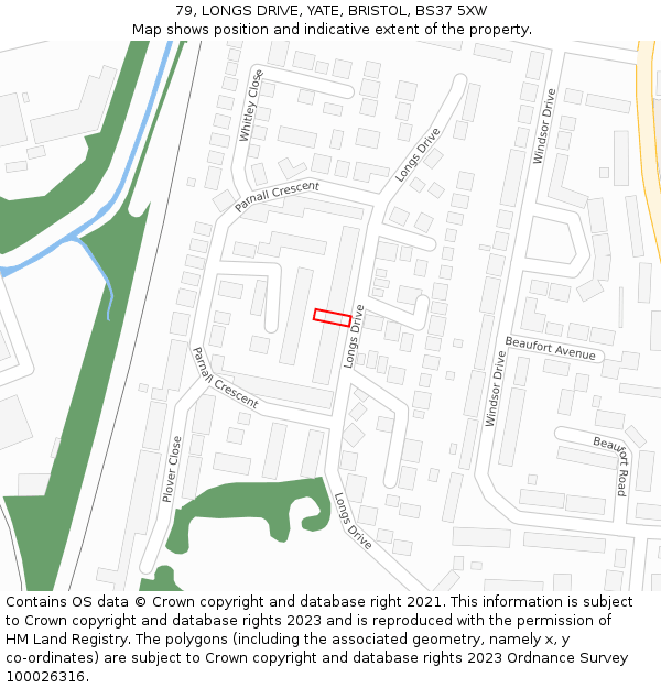 79, LONGS DRIVE, YATE, BRISTOL, BS37 5XW: Location map and indicative extent of plot