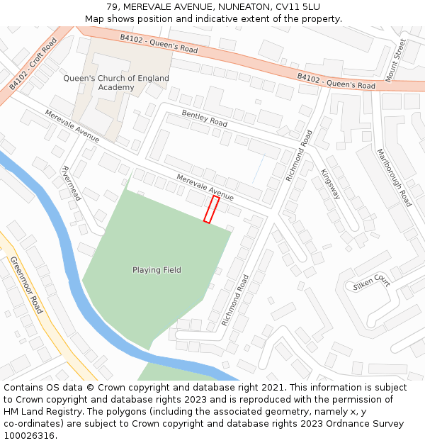 79, MEREVALE AVENUE, NUNEATON, CV11 5LU: Location map and indicative extent of plot