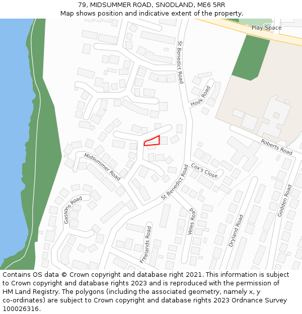 79, MIDSUMMER ROAD, SNODLAND, ME6 5RR: Location map and indicative extent of plot