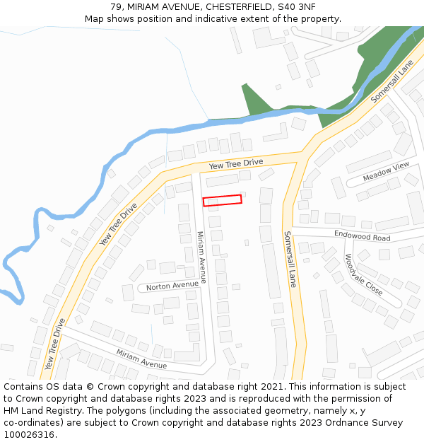 79, MIRIAM AVENUE, CHESTERFIELD, S40 3NF: Location map and indicative extent of plot