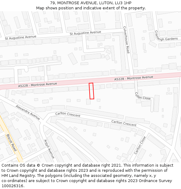 79, MONTROSE AVENUE, LUTON, LU3 1HP: Location map and indicative extent of plot