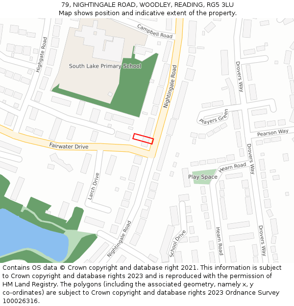 79, NIGHTINGALE ROAD, WOODLEY, READING, RG5 3LU: Location map and indicative extent of plot