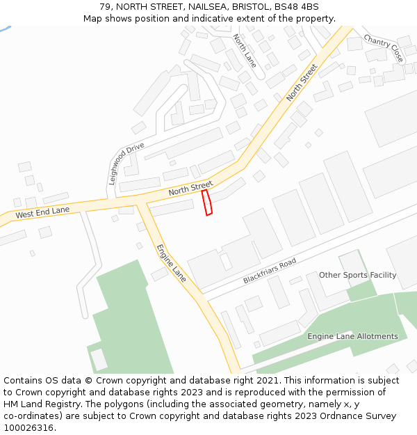 79, NORTH STREET, NAILSEA, BRISTOL, BS48 4BS: Location map and indicative extent of plot