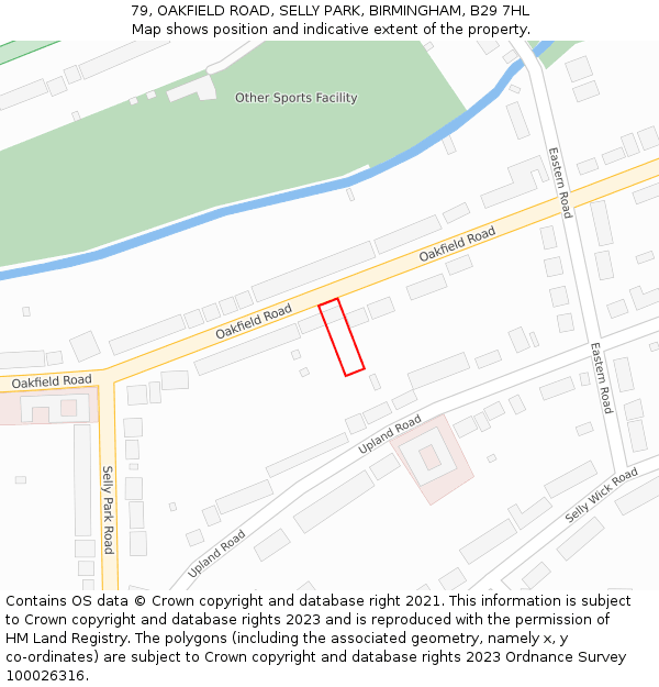 79, OAKFIELD ROAD, SELLY PARK, BIRMINGHAM, B29 7HL: Location map and indicative extent of plot