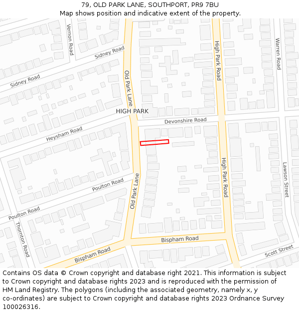 79, OLD PARK LANE, SOUTHPORT, PR9 7BU: Location map and indicative extent of plot