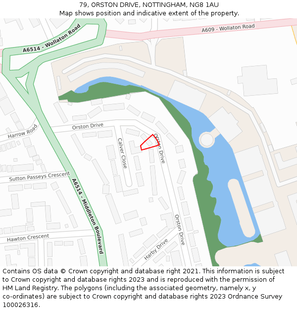 79, ORSTON DRIVE, NOTTINGHAM, NG8 1AU: Location map and indicative extent of plot
