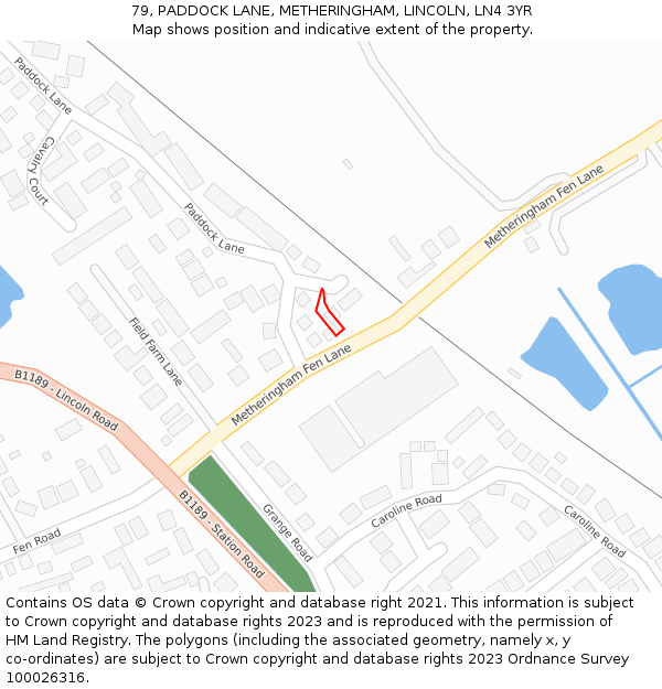 79, PADDOCK LANE, METHERINGHAM, LINCOLN, LN4 3YR: Location map and indicative extent of plot