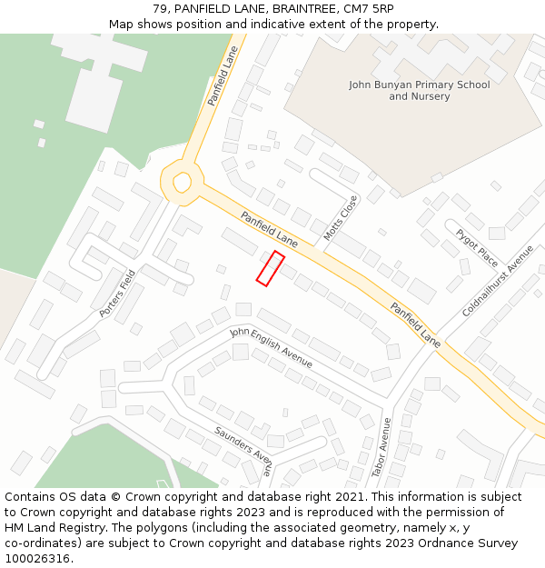 79, PANFIELD LANE, BRAINTREE, CM7 5RP: Location map and indicative extent of plot