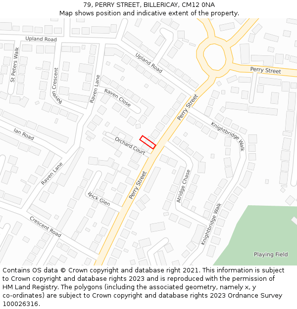 79, PERRY STREET, BILLERICAY, CM12 0NA: Location map and indicative extent of plot