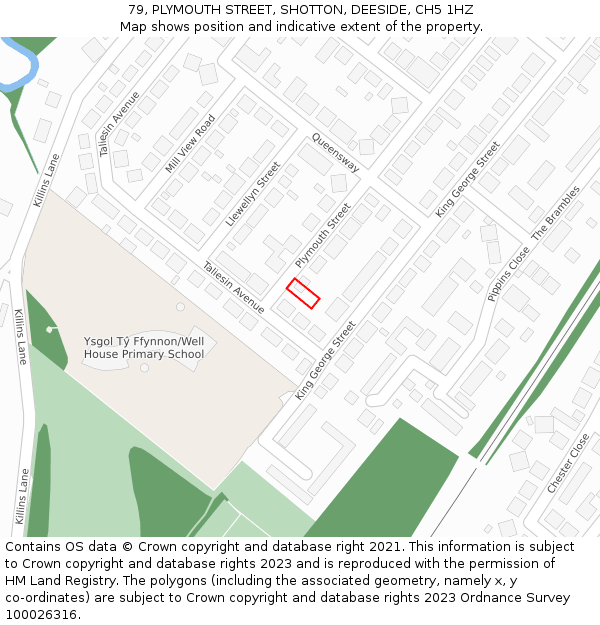 79, PLYMOUTH STREET, SHOTTON, DEESIDE, CH5 1HZ: Location map and indicative extent of plot