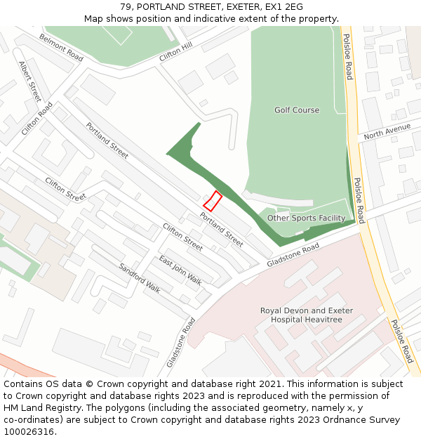 79, PORTLAND STREET, EXETER, EX1 2EG: Location map and indicative extent of plot
