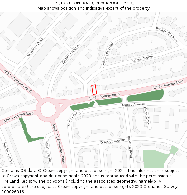 79, POULTON ROAD, BLACKPOOL, FY3 7JJ: Location map and indicative extent of plot