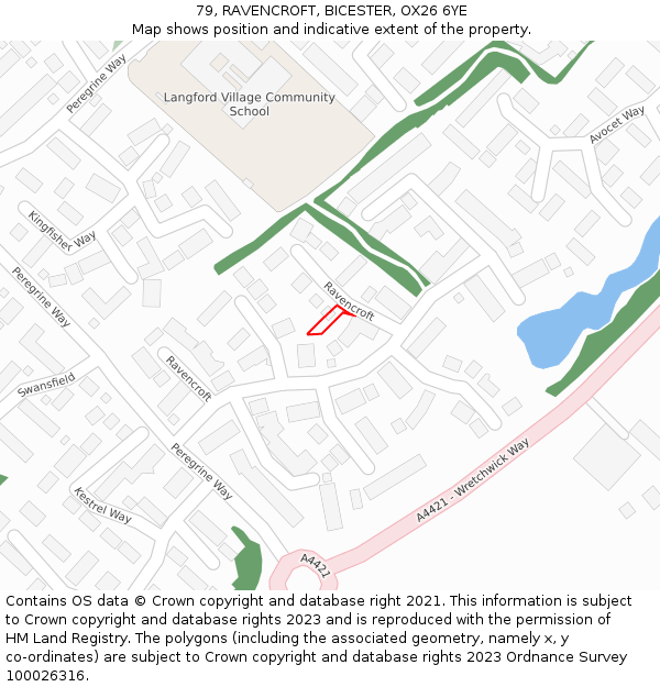 79, RAVENCROFT, BICESTER, OX26 6YE: Location map and indicative extent of plot