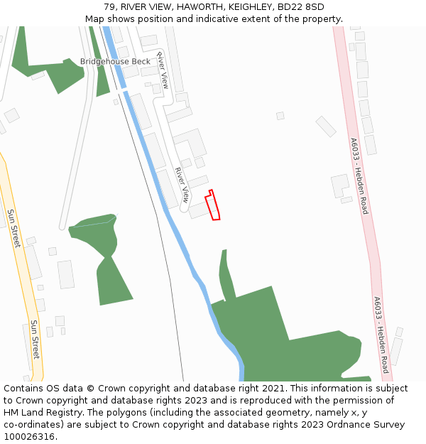 79, RIVER VIEW, HAWORTH, KEIGHLEY, BD22 8SD: Location map and indicative extent of plot