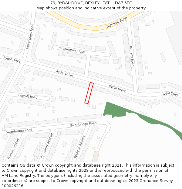 79, RYDAL DRIVE, BEXLEYHEATH, DA7 5EG: Location map and indicative extent of plot