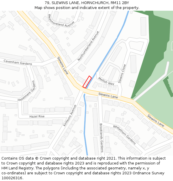 79, SLEWINS LANE, HORNCHURCH, RM11 2BY: Location map and indicative extent of plot