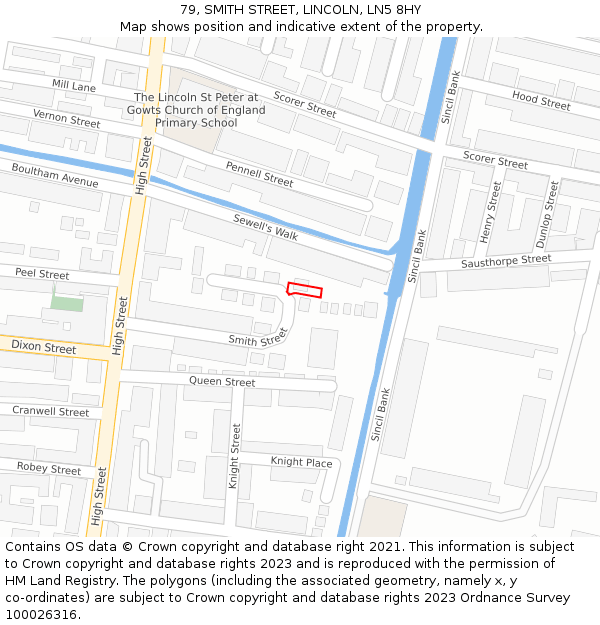 79, SMITH STREET, LINCOLN, LN5 8HY: Location map and indicative extent of plot