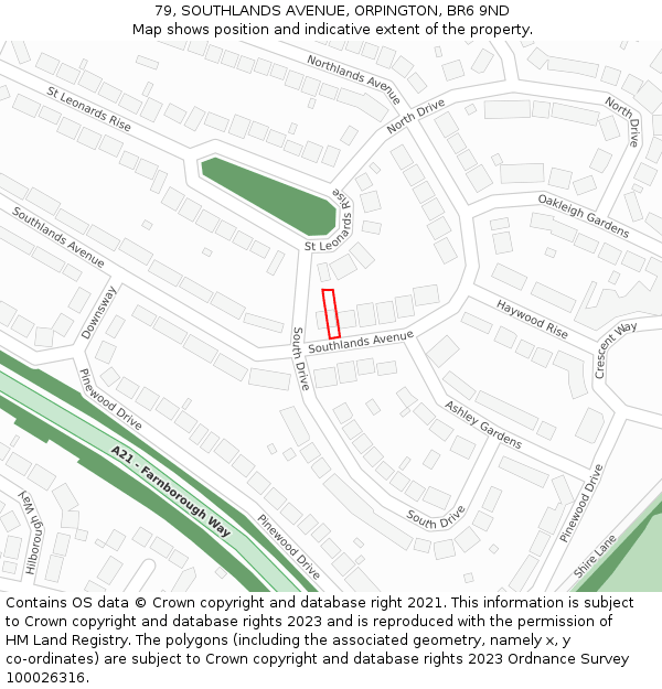 79, SOUTHLANDS AVENUE, ORPINGTON, BR6 9ND: Location map and indicative extent of plot