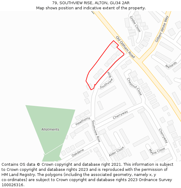 79, SOUTHVIEW RISE, ALTON, GU34 2AR: Location map and indicative extent of plot