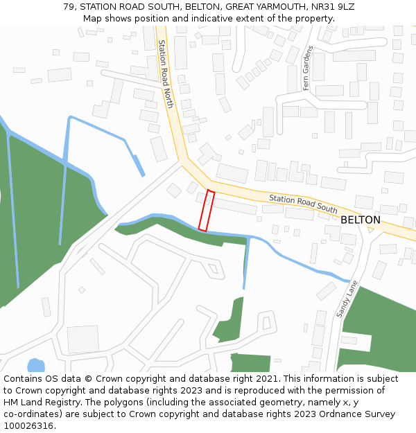 79, STATION ROAD SOUTH, BELTON, GREAT YARMOUTH, NR31 9LZ: Location map and indicative extent of plot