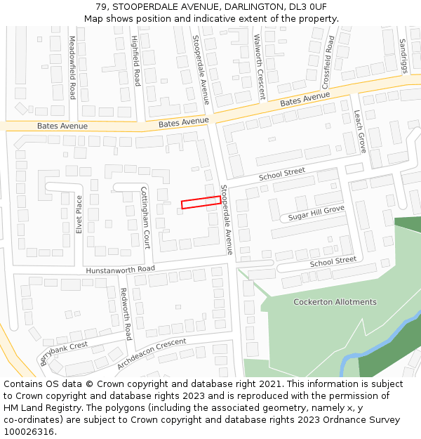 79, STOOPERDALE AVENUE, DARLINGTON, DL3 0UF: Location map and indicative extent of plot