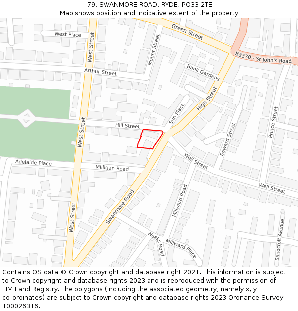 79, SWANMORE ROAD, RYDE, PO33 2TE: Location map and indicative extent of plot