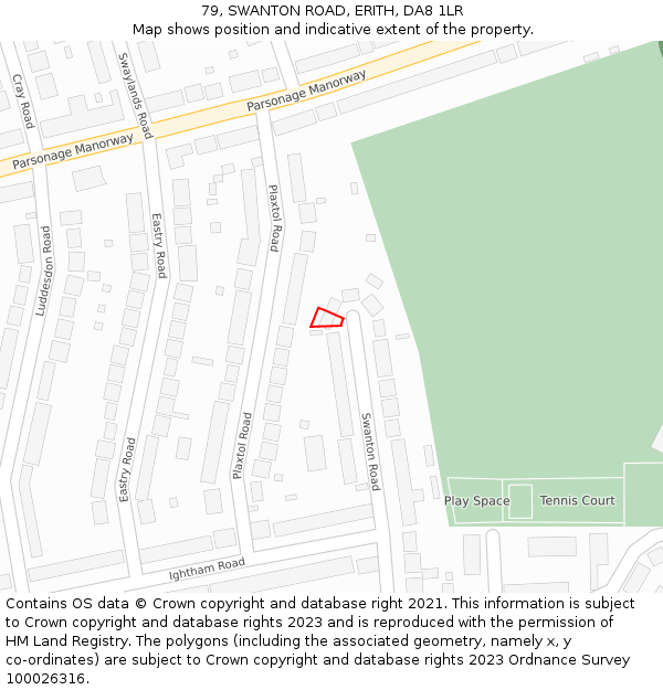 79, SWANTON ROAD, ERITH, DA8 1LR: Location map and indicative extent of plot