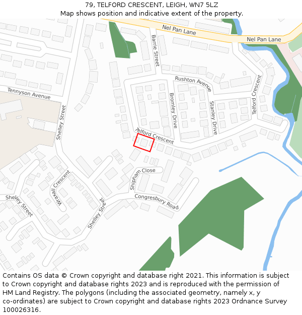 79, TELFORD CRESCENT, LEIGH, WN7 5LZ: Location map and indicative extent of plot