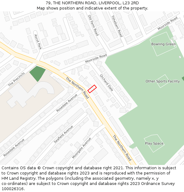 79, THE NORTHERN ROAD, LIVERPOOL, L23 2RD: Location map and indicative extent of plot