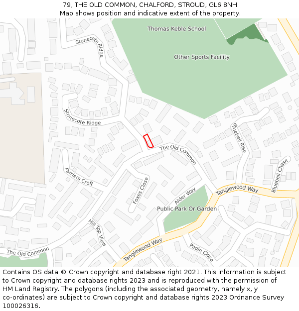 79, THE OLD COMMON, CHALFORD, STROUD, GL6 8NH: Location map and indicative extent of plot
