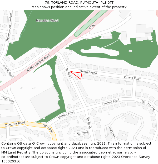 79, TORLAND ROAD, PLYMOUTH, PL3 5TT: Location map and indicative extent of plot