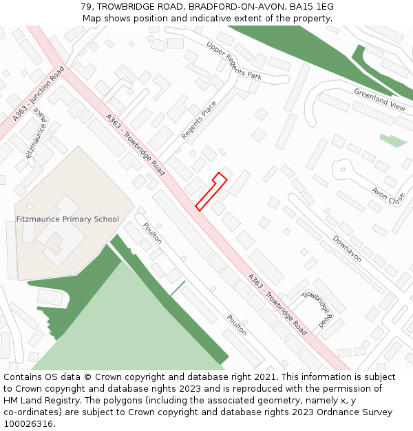 79, TROWBRIDGE ROAD, BRADFORD-ON-AVON, BA15 1EG: Location map and indicative extent of plot