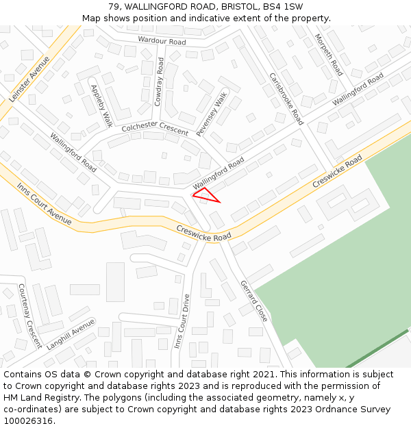 79, WALLINGFORD ROAD, BRISTOL, BS4 1SW: Location map and indicative extent of plot