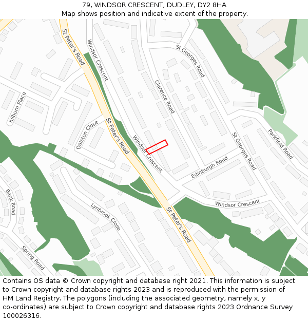 79, WINDSOR CRESCENT, DUDLEY, DY2 8HA: Location map and indicative extent of plot