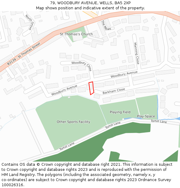 79, WOODBURY AVENUE, WELLS, BA5 2XP: Location map and indicative extent of plot