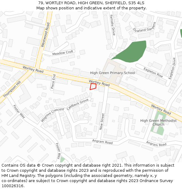 79, WORTLEY ROAD, HIGH GREEN, SHEFFIELD, S35 4LS: Location map and indicative extent of plot