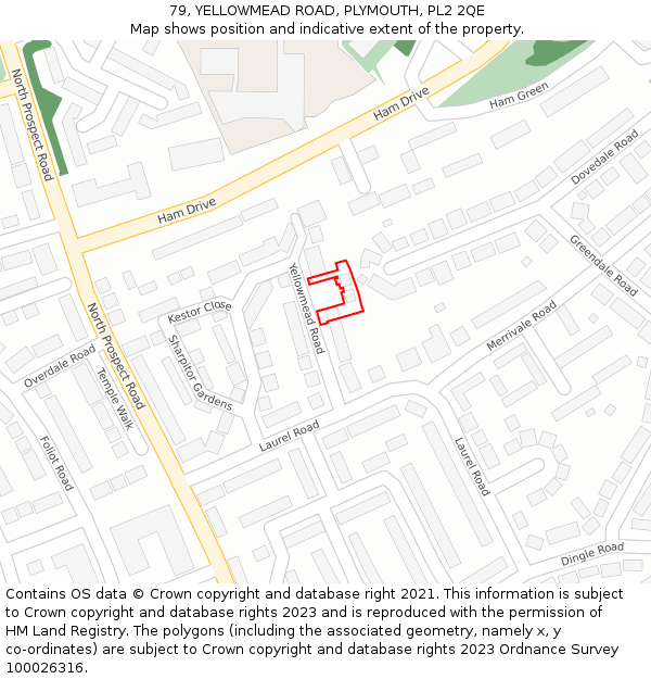 79, YELLOWMEAD ROAD, PLYMOUTH, PL2 2QE: Location map and indicative extent of plot
