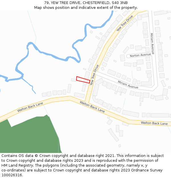 79, YEW TREE DRIVE, CHESTERFIELD, S40 3NB: Location map and indicative extent of plot