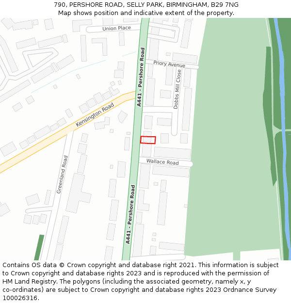 790, PERSHORE ROAD, SELLY PARK, BIRMINGHAM, B29 7NG: Location map and indicative extent of plot