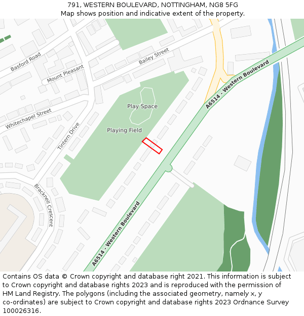 791, WESTERN BOULEVARD, NOTTINGHAM, NG8 5FG: Location map and indicative extent of plot