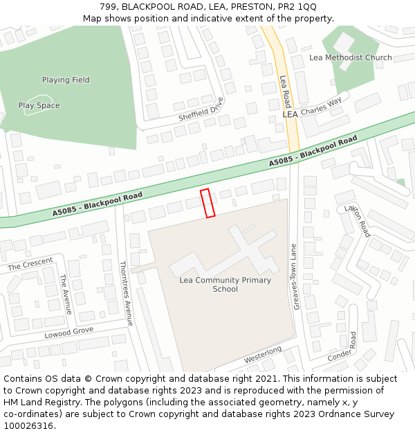 799, BLACKPOOL ROAD, LEA, PRESTON, PR2 1QQ: Location map and indicative extent of plot