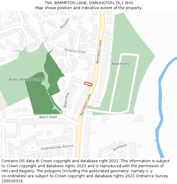 79A, BARMPTON LANE, DARLINGTON, DL1 3HG: Location map and indicative extent of plot