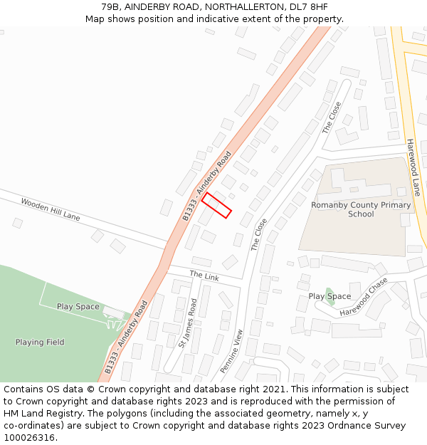 79B, AINDERBY ROAD, NORTHALLERTON, DL7 8HF: Location map and indicative extent of plot